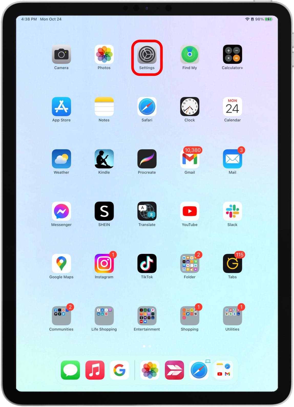 Para usar Handoff en su iPhone o iPad, vaya a Configuración.