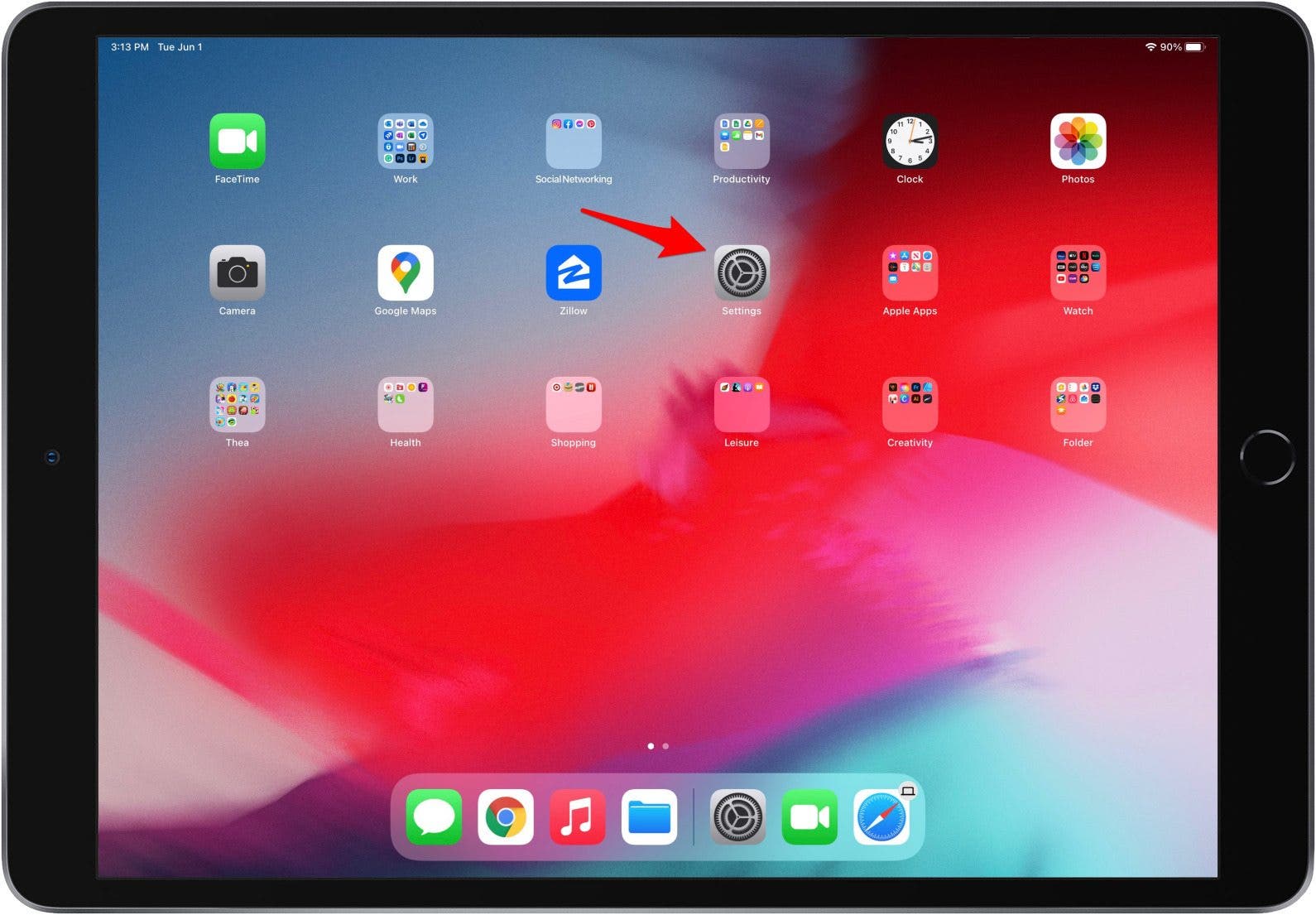 Abra la aplicación Configuración para hacer una copia de seguridad del iPad en iCloud