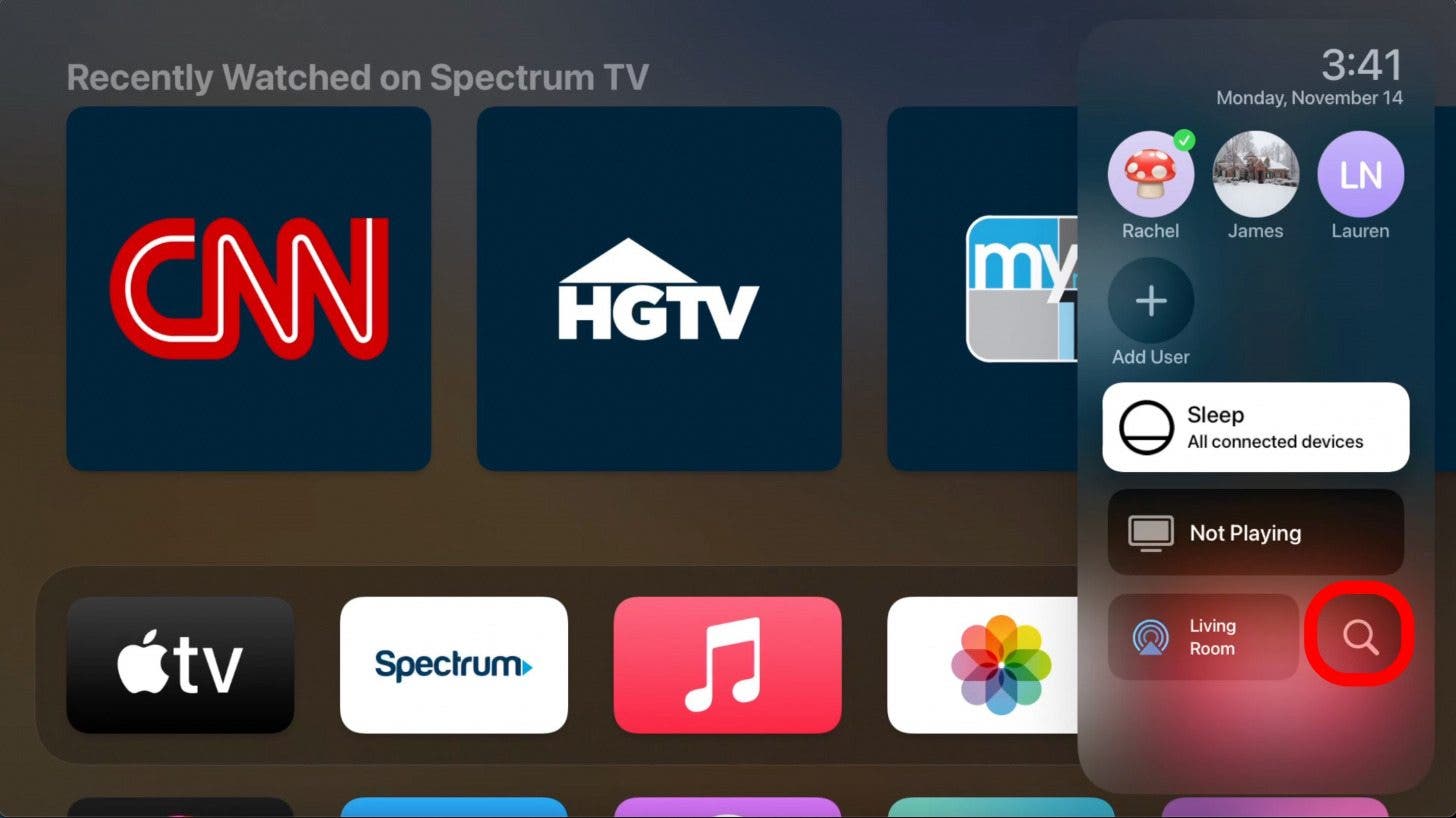 Y, por último, puede buscar todas las aplicaciones en su Apple TV con el botón de búsqueda.