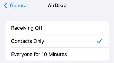 AirDrop a todos durante 10 minutos