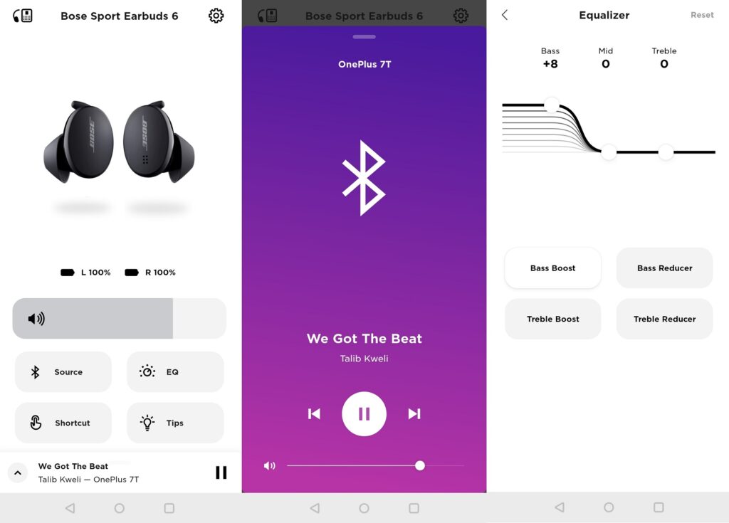 Audio de la aplicación Bose Sport Earbuds Music