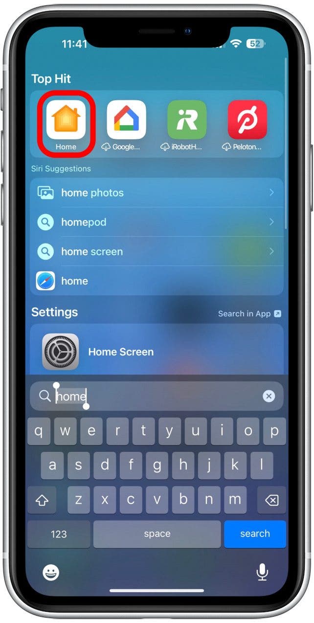 Para mejorar el alcance de su Home Pod, abra su aplicación Home en su iPhone (u otro dispositivo Apple).