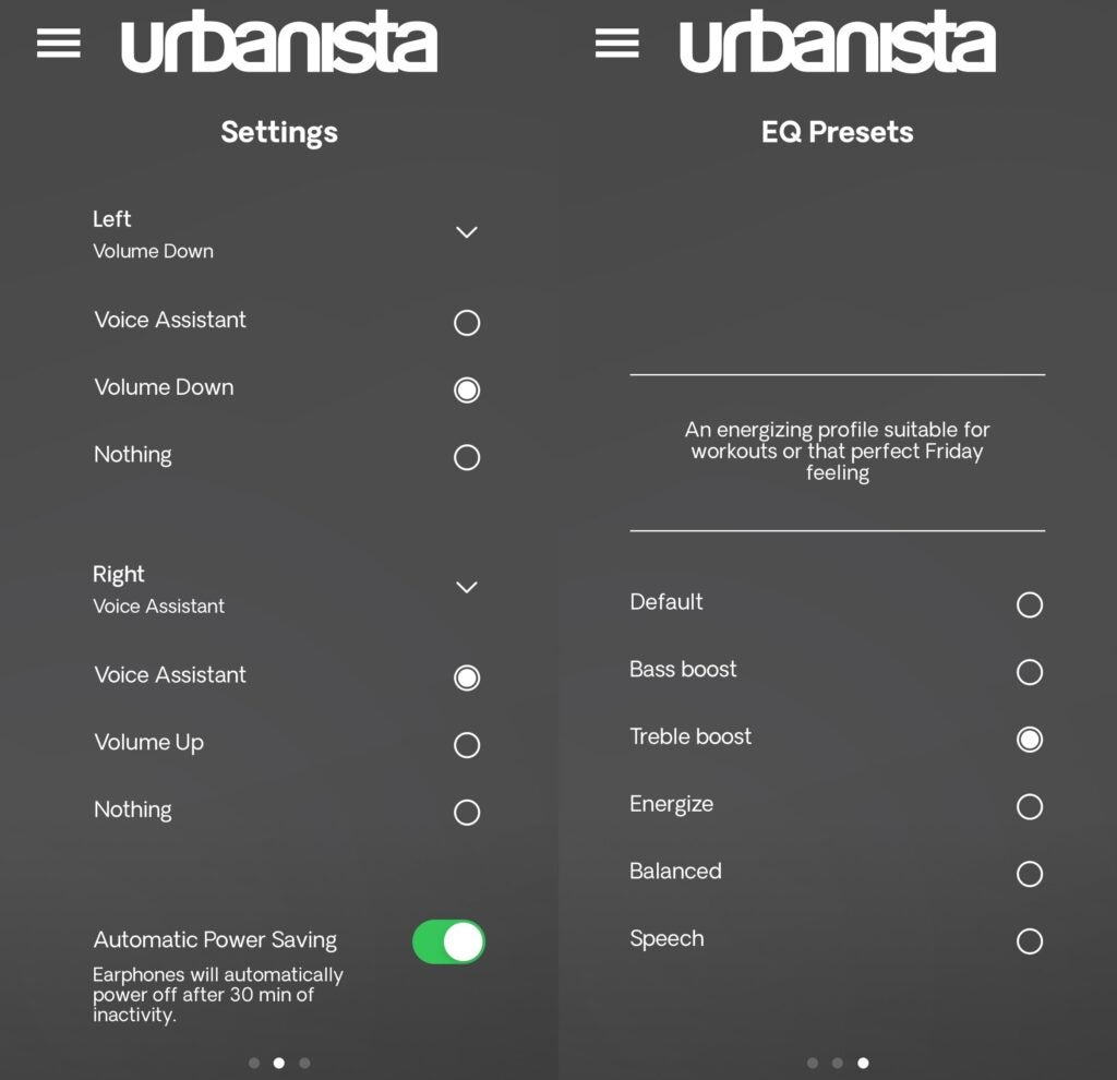 Controles en la app Urbanista Audio