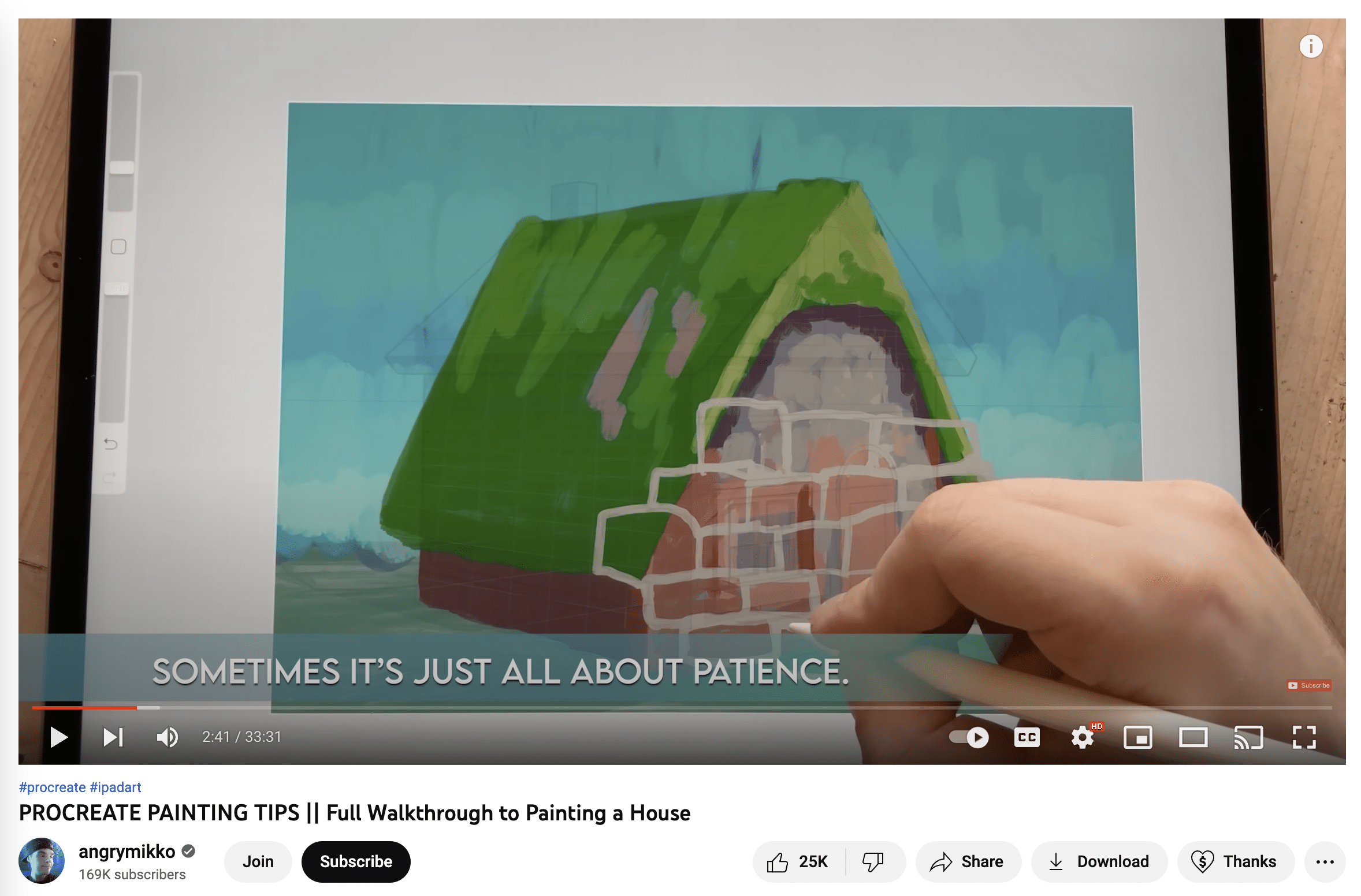 canal de youtube de ilustración de angrymikko que muestra el proceso de procreación de dibujar una casa