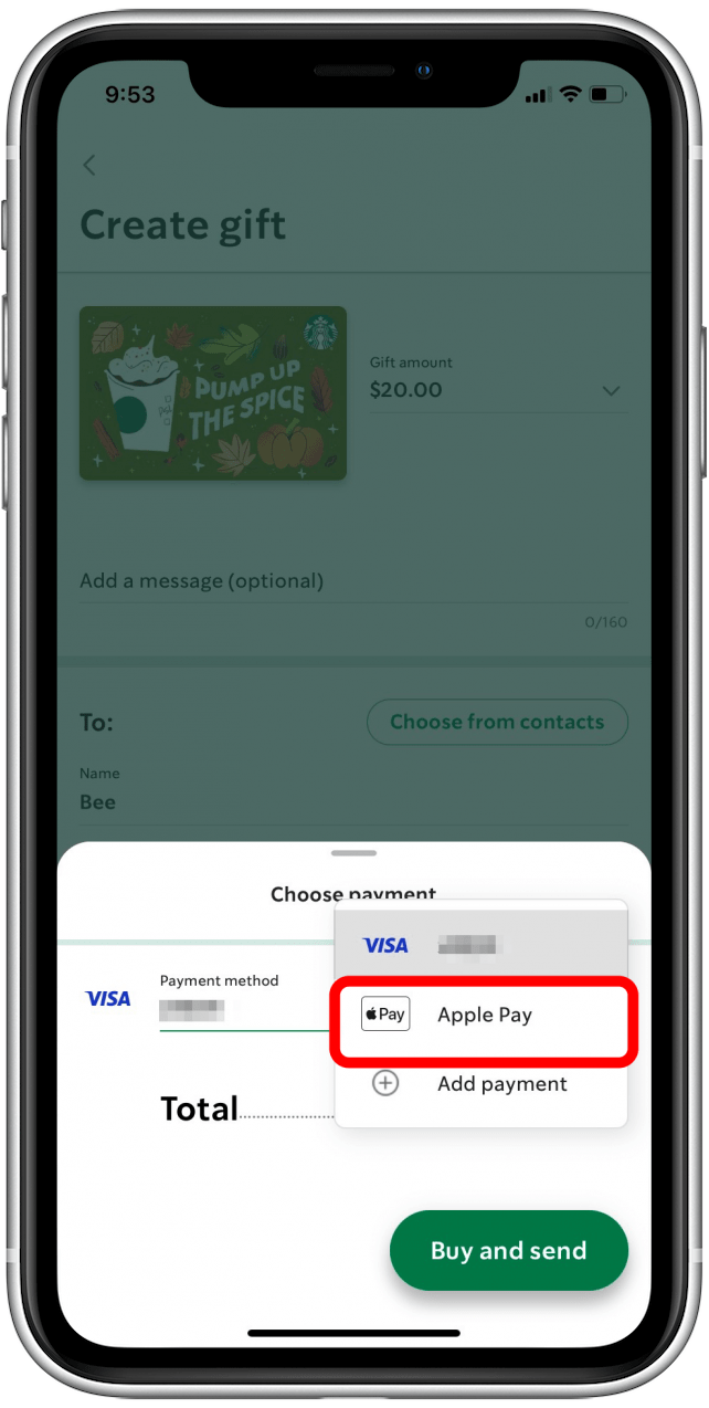 Cómo seleccionar Apple Pay en la aplicación