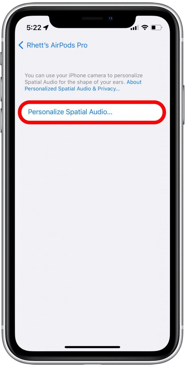 Toca Personalizar audio espacial.