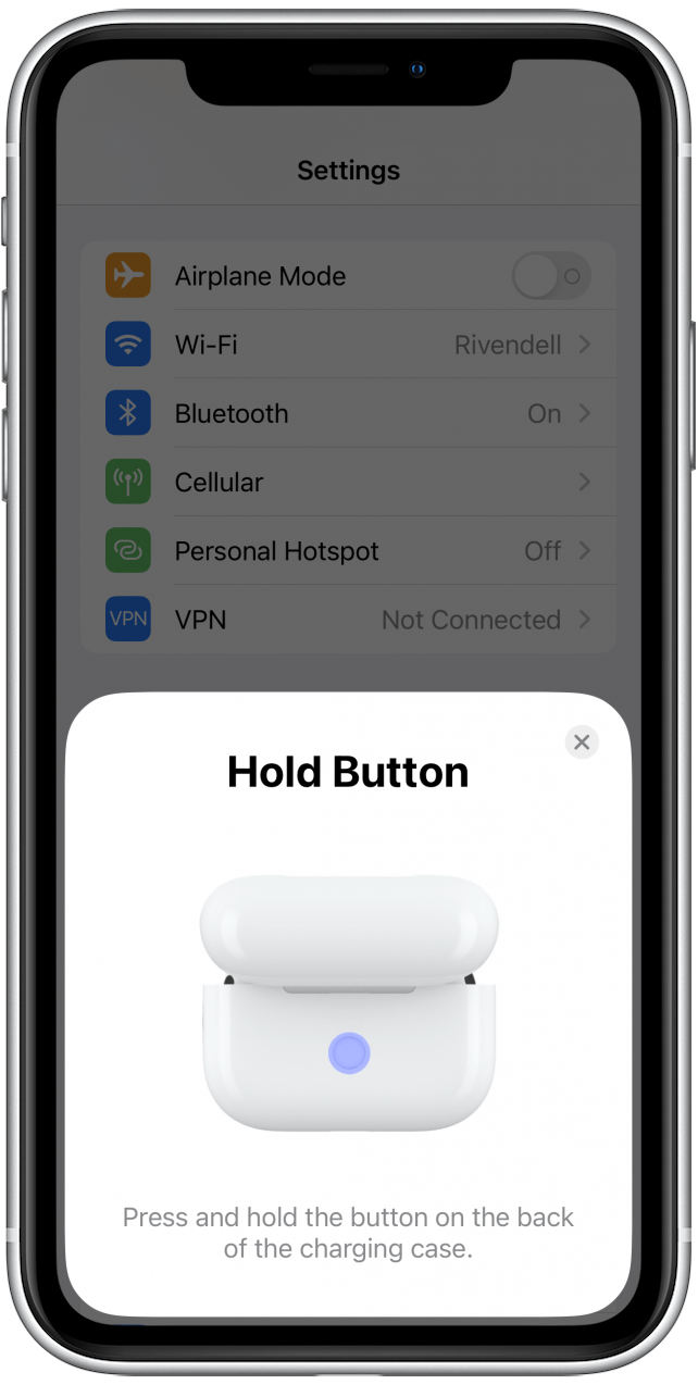En su iPhone, siga las instrucciones en pantalla para continuar conectando sus AirPods.