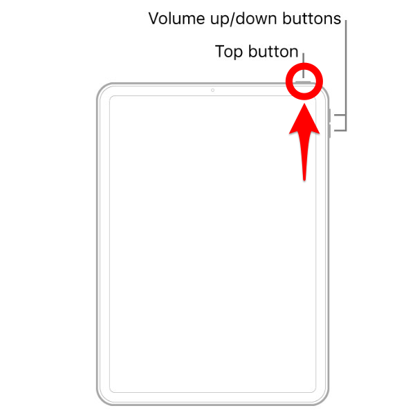 Mantenga presionado el botón superior hasta que aparezca el logotipo de Apple, luego suelte el botón.