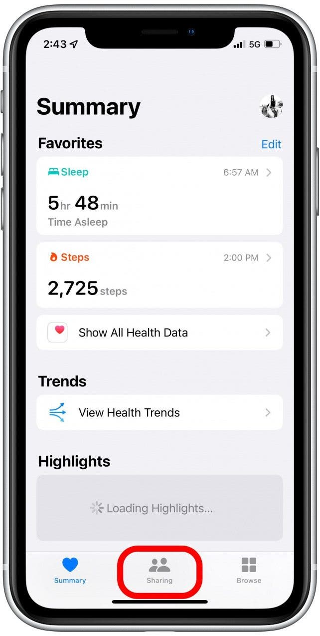 Aplicación de salud para compartir iPhone