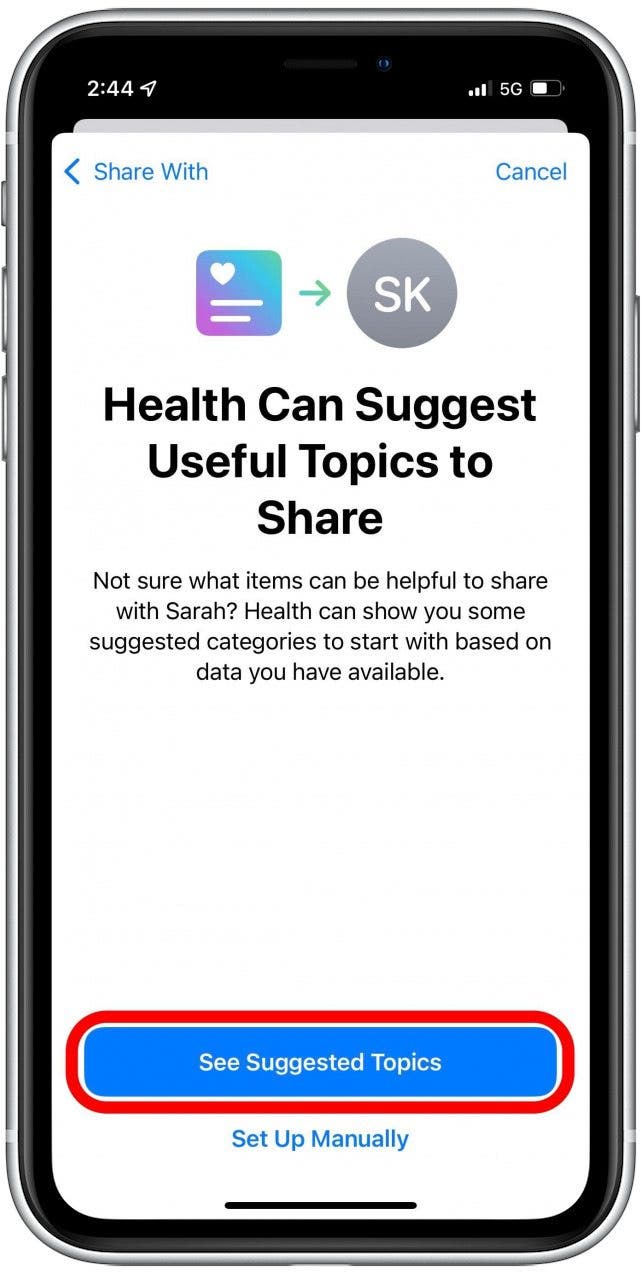 iPhone de intercambio de datos de la aplicación de salud