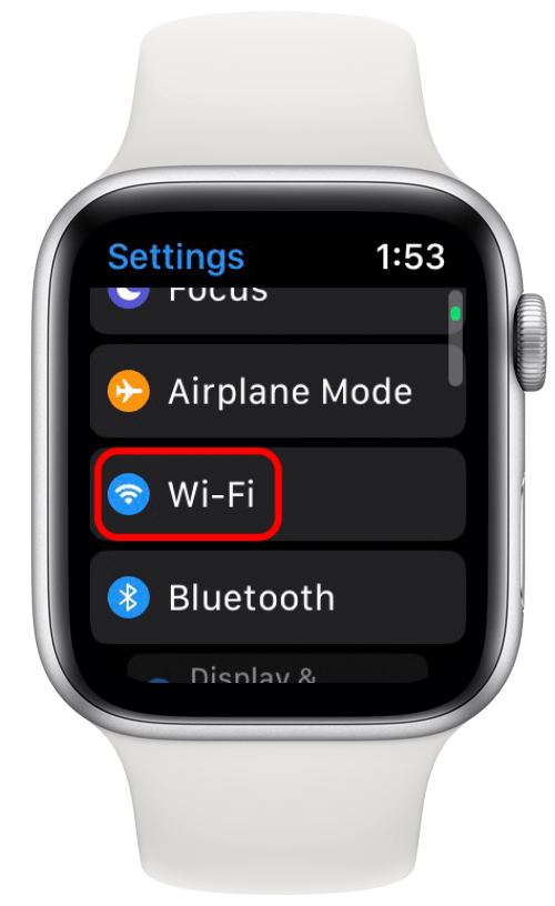toque wifi en la configuración de Apple Watch