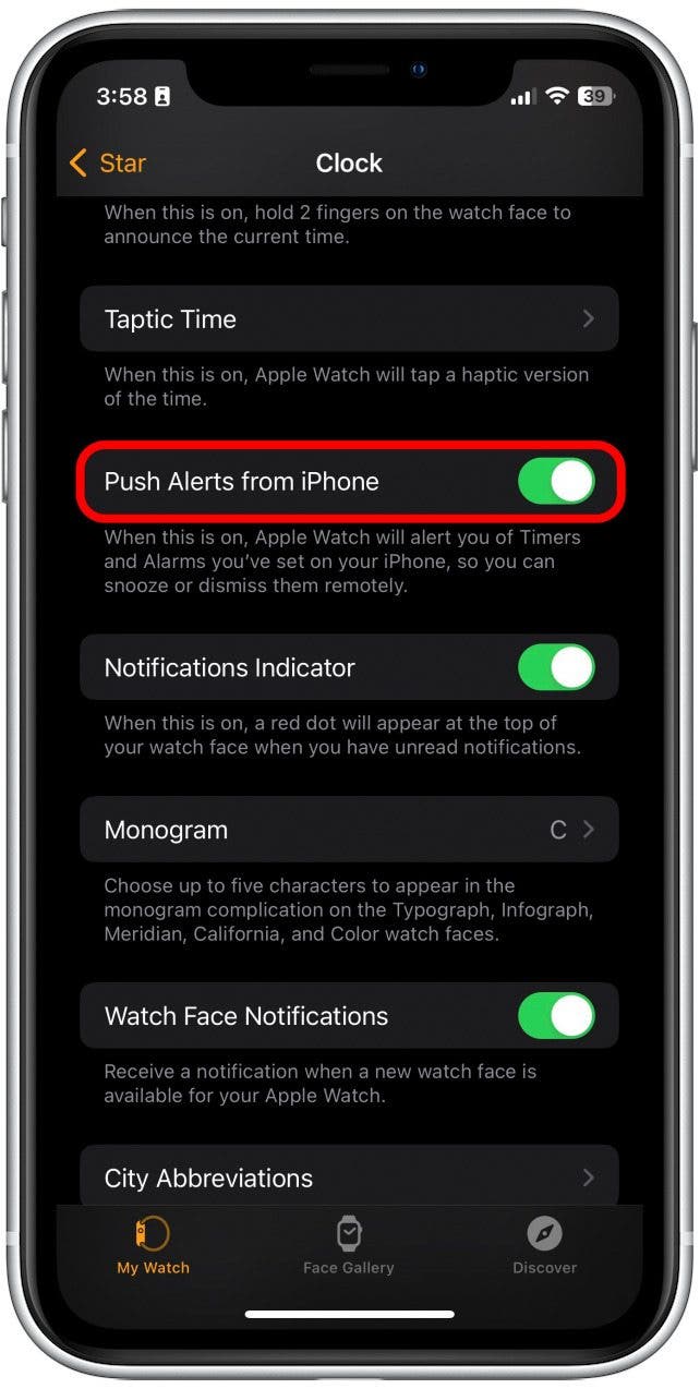 Luego, active las Alertas automáticas del iPhone.  Será verde cuando esté habilitado.
