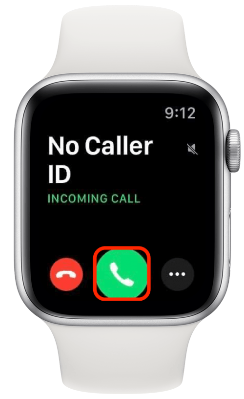 Toca el botón verde del teléfono para responder en tu Apple Watch