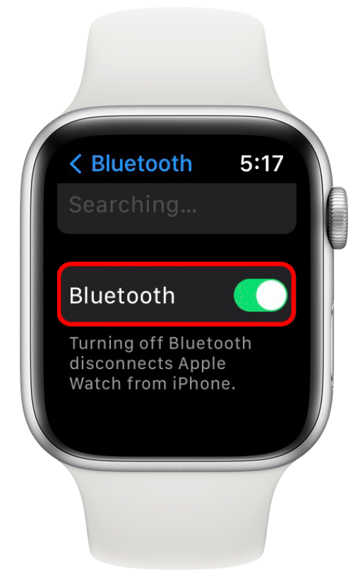 Toque el interruptor nuevamente para que se vuelva verde, lo que indica que Bluetooth se ha vuelto a encender.