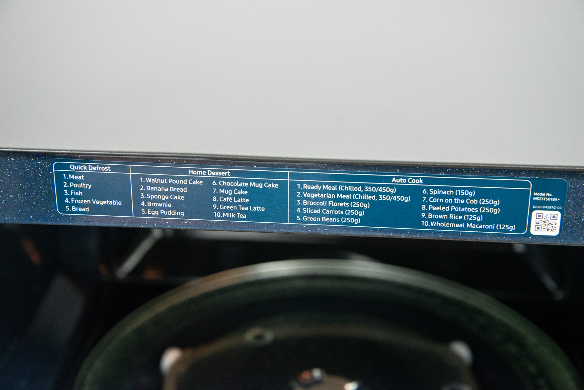 Microondas Samsung Glass Front de 23 litros Solo MS23T5018AE instrucciones