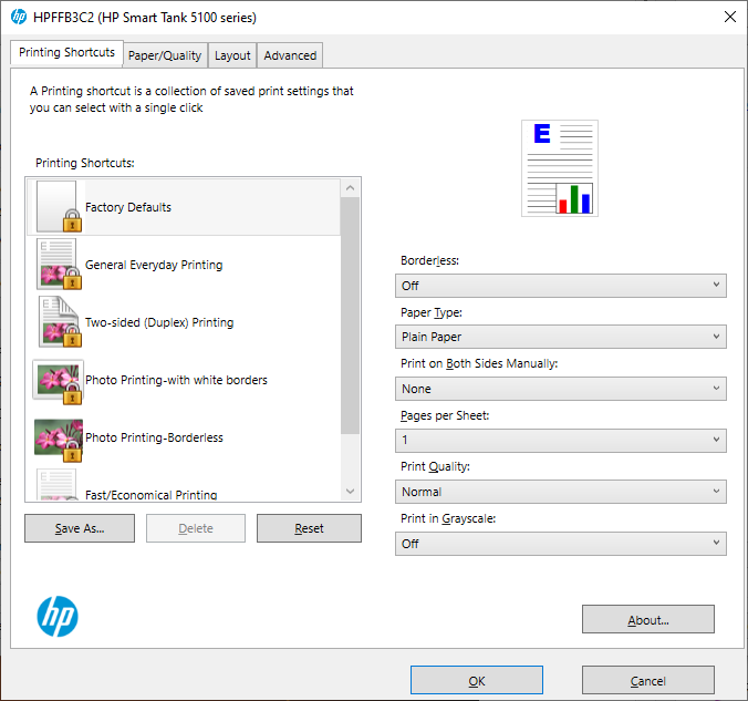 Captura de pantalla del software HP Smart Tank 5105