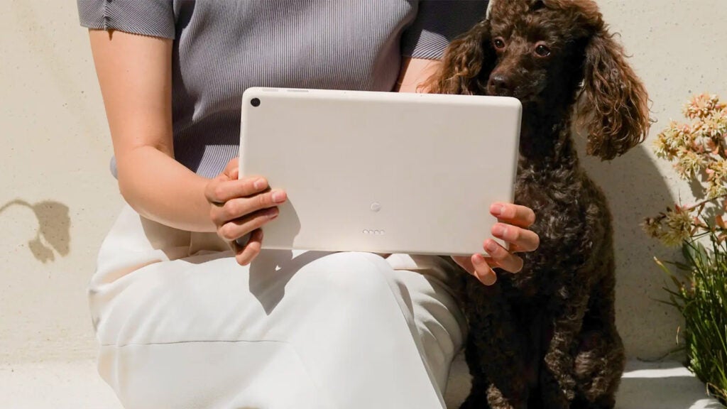 Persona sosteniendo la tableta Google Pixel