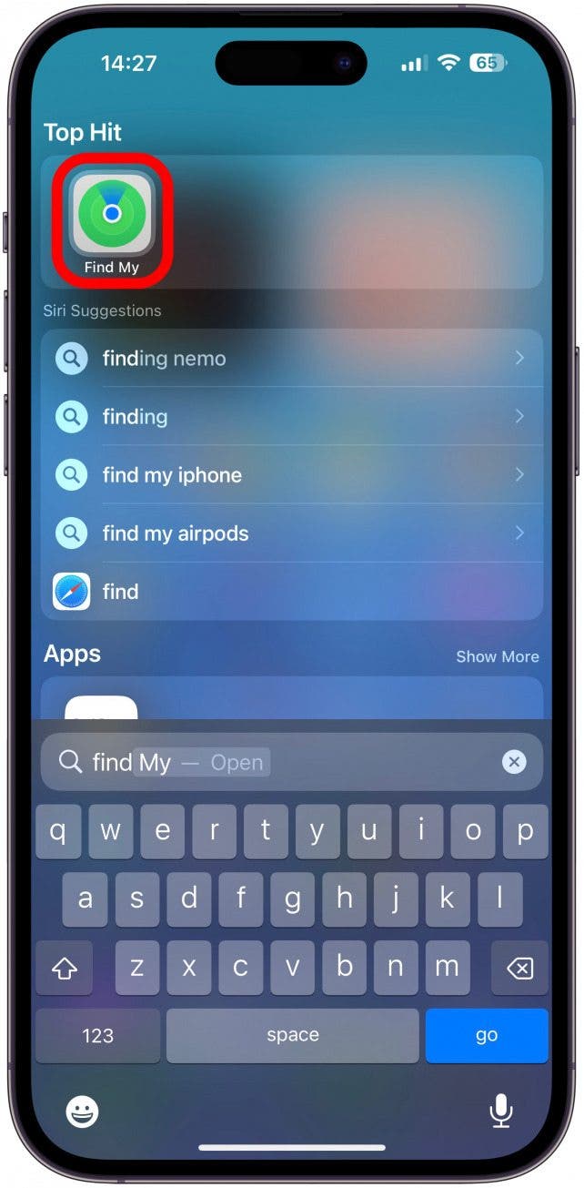 Para verificar la duración de la batería de su AirTag, primero debe abrir FindMy en su iPhone