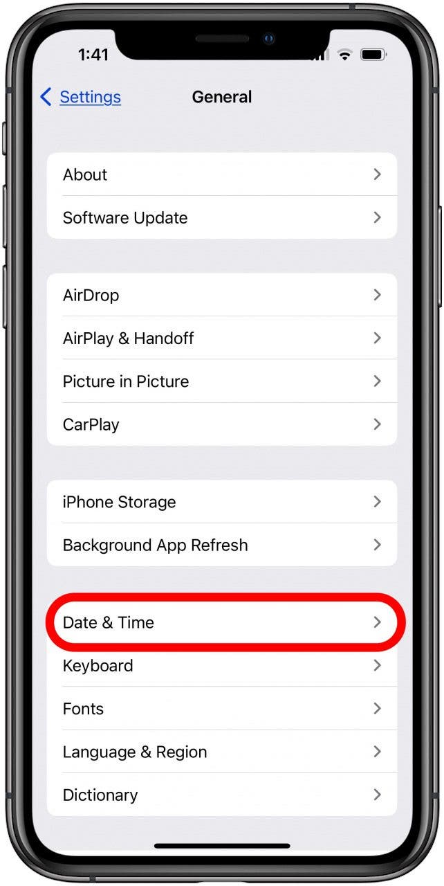 configuración de fecha y hora del iphone