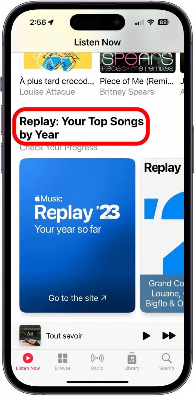 toca una opción para reproducir tus mejores canciones por año en Apple Music