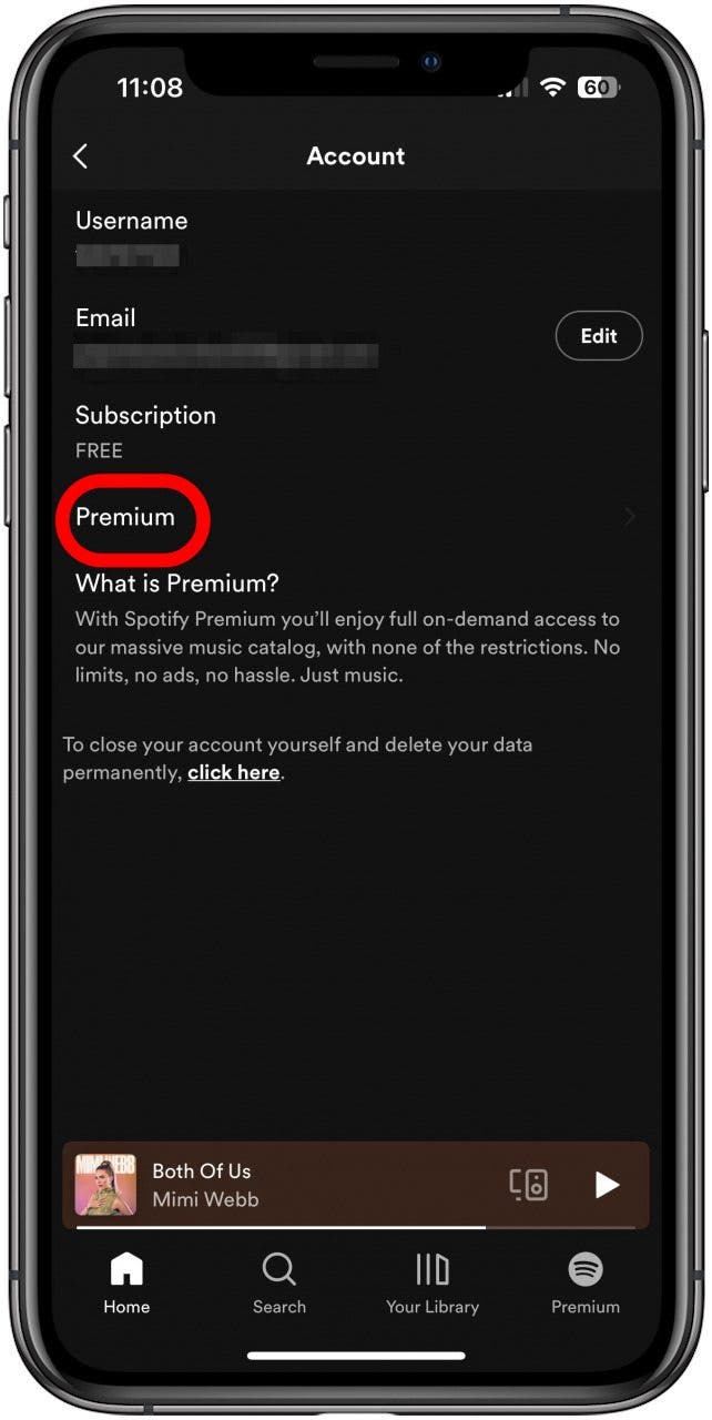 toque premium spotify dice que no hay conexión a internet