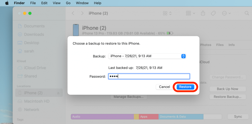 ¿Cuánto tiempo se tarda en restaurar el iPhone desde el buscador?