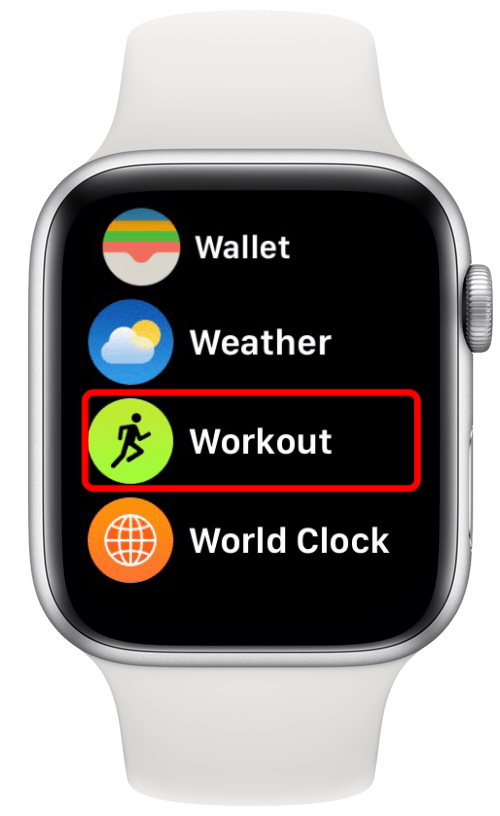 Antes de comenzar su caminata o caminata, abra la aplicación Workout en su Apple Watch.