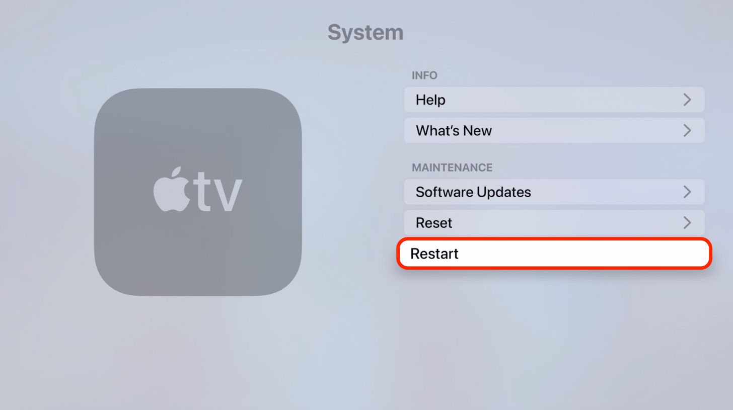 Reinicia tu Apple TV.
