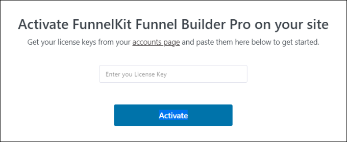 Ingrese la clave de licencia de FunnelKit