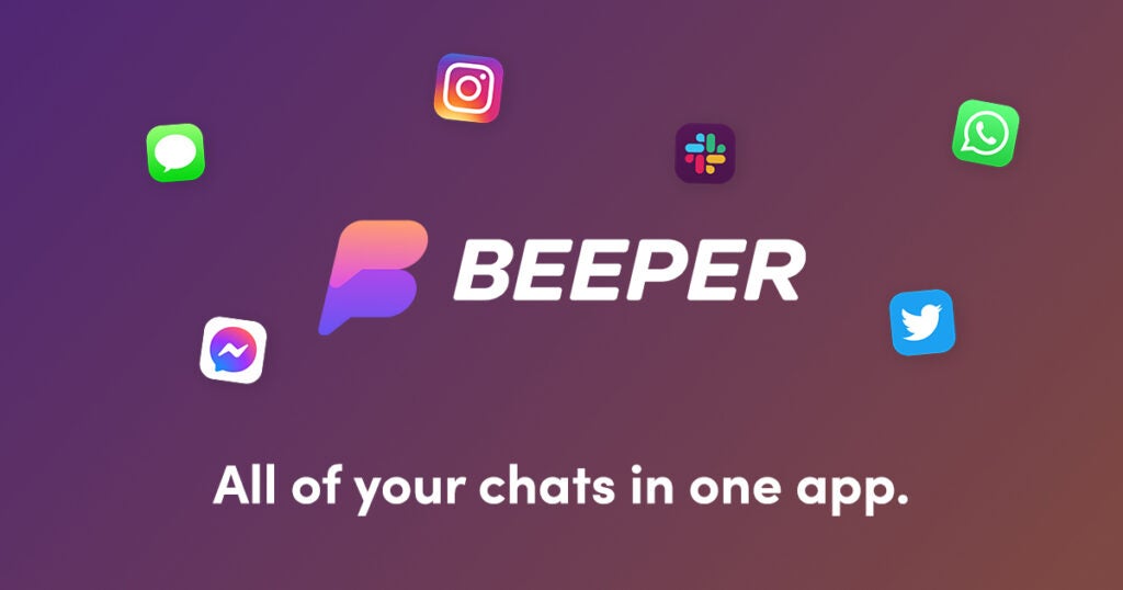 Logotipo de Beeper con íconos de redes sociales a su alrededor