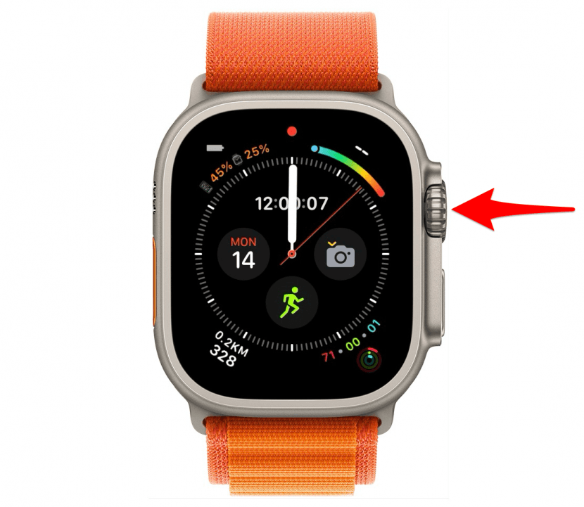 Toque su Apple Watch para activarlo si está dormido, luego presione el botón Inicio.