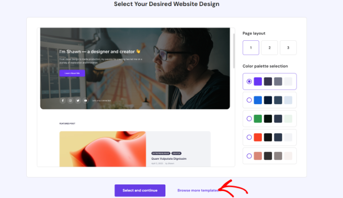 Seleccione un diseño de sitio web