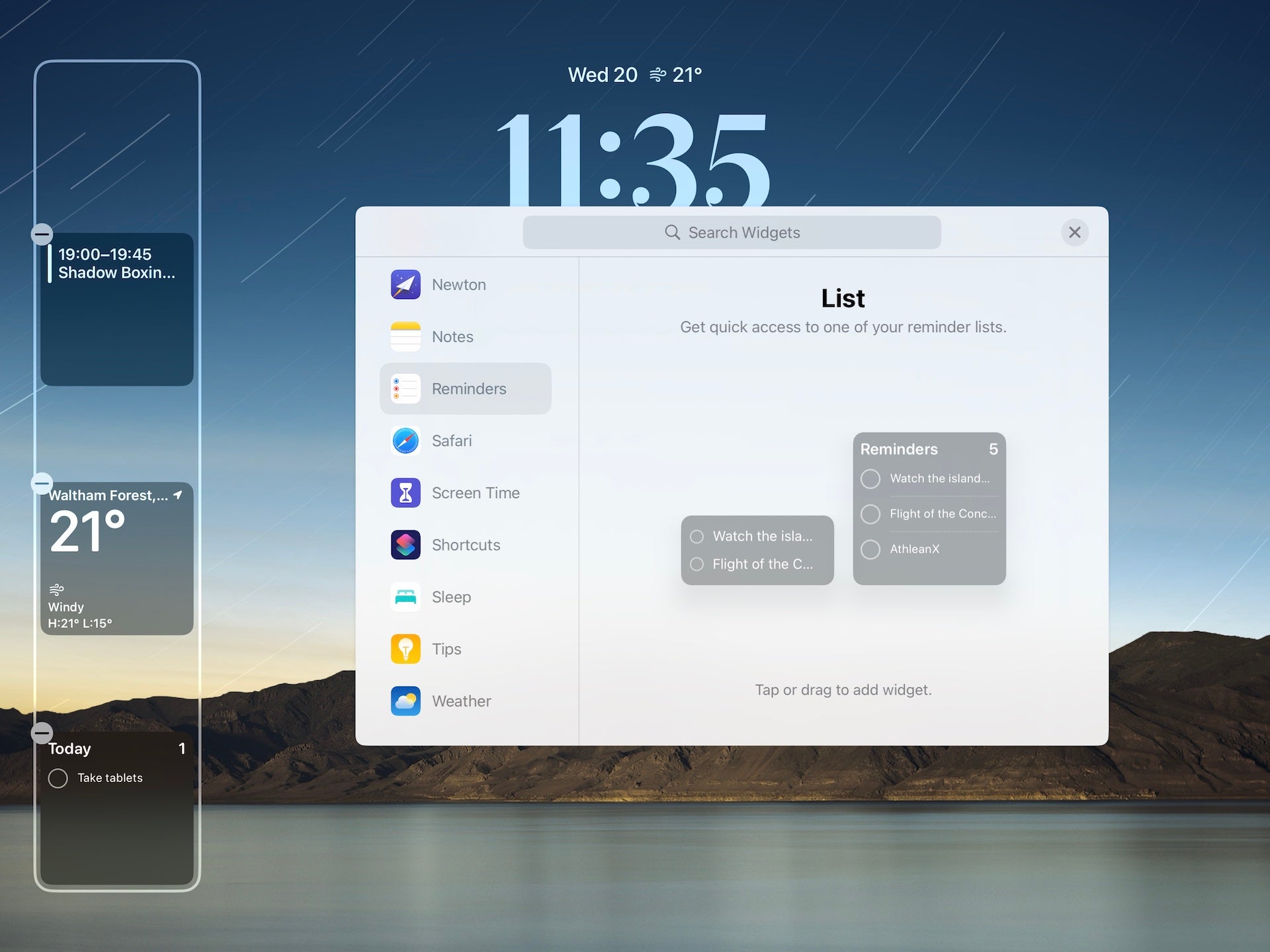 Agregar widgets a la pantalla de bloqueo del iPad