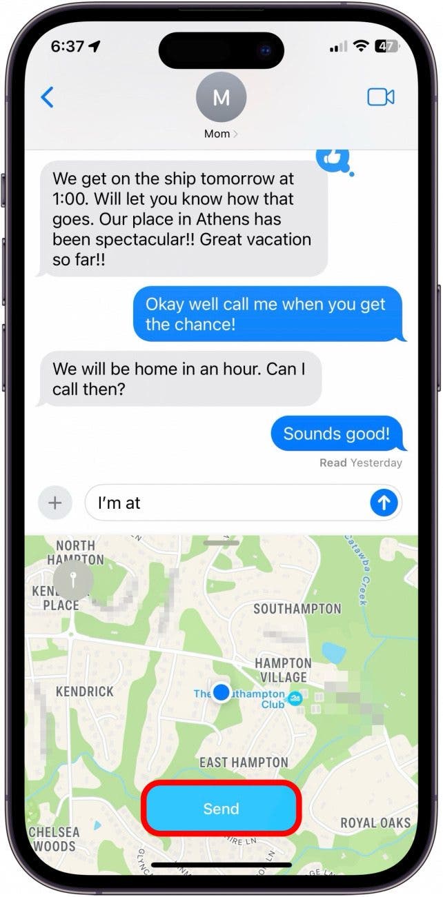 cómo enviar un pin de ubicación por mensaje de texto