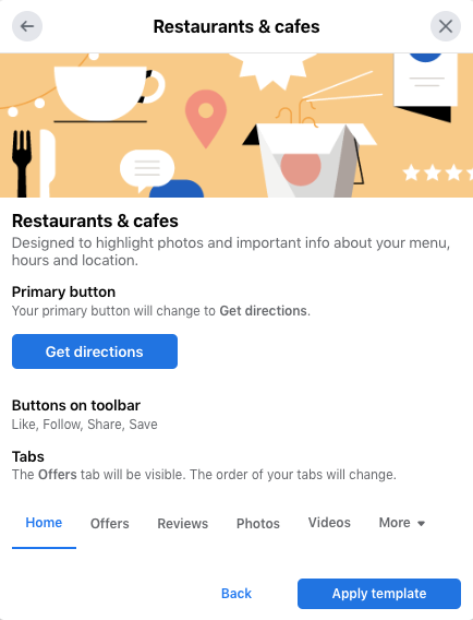 restaurantes y cafeterías resaltan información importante sobre el horario y la ubicación del menú