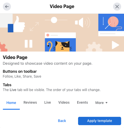 La página de video muestra contenido de video en Facebook.