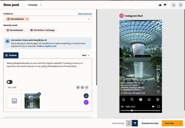 Nueva publicación de Instagram Reel en Themelocal con OwlyWriter AI