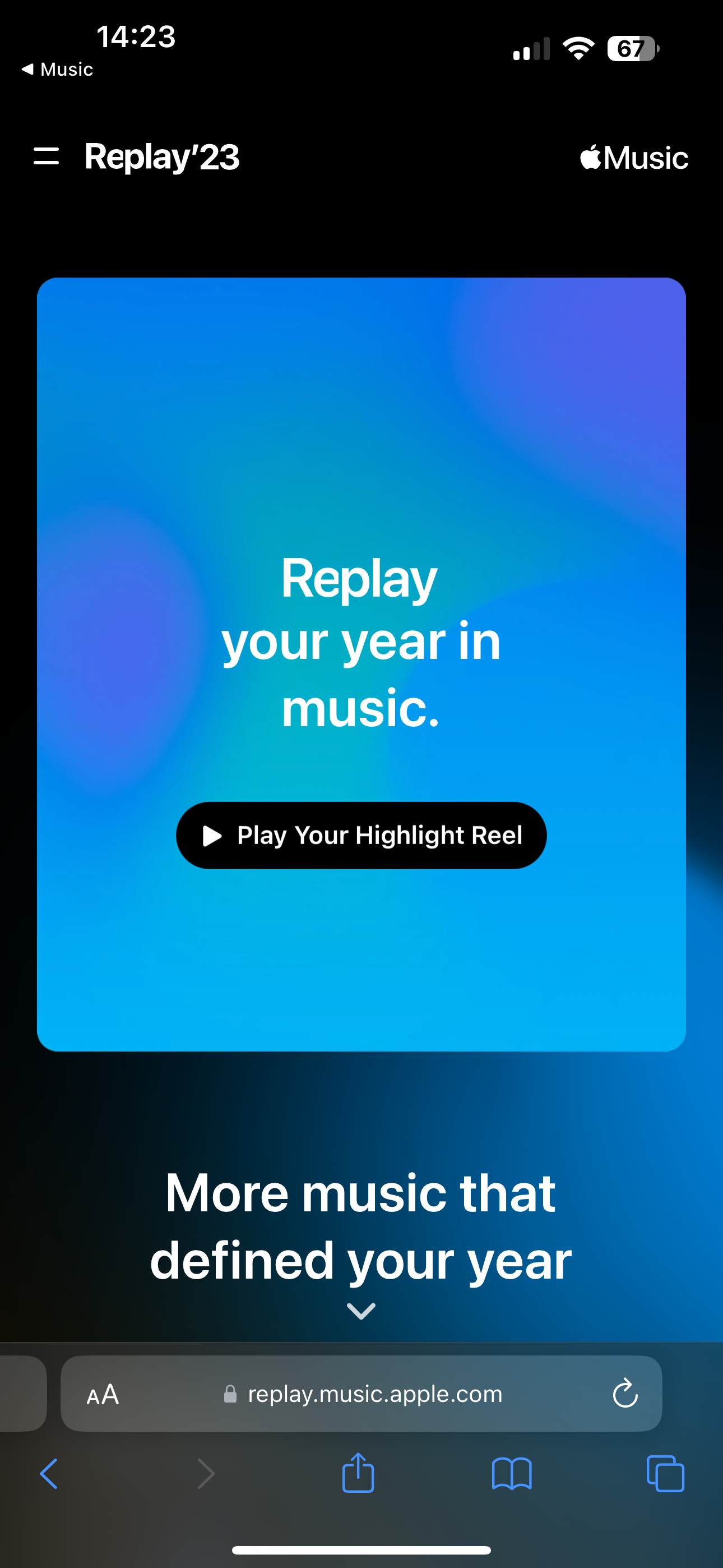 Reproduzca su carrete destacado Apple Music Replay 23
