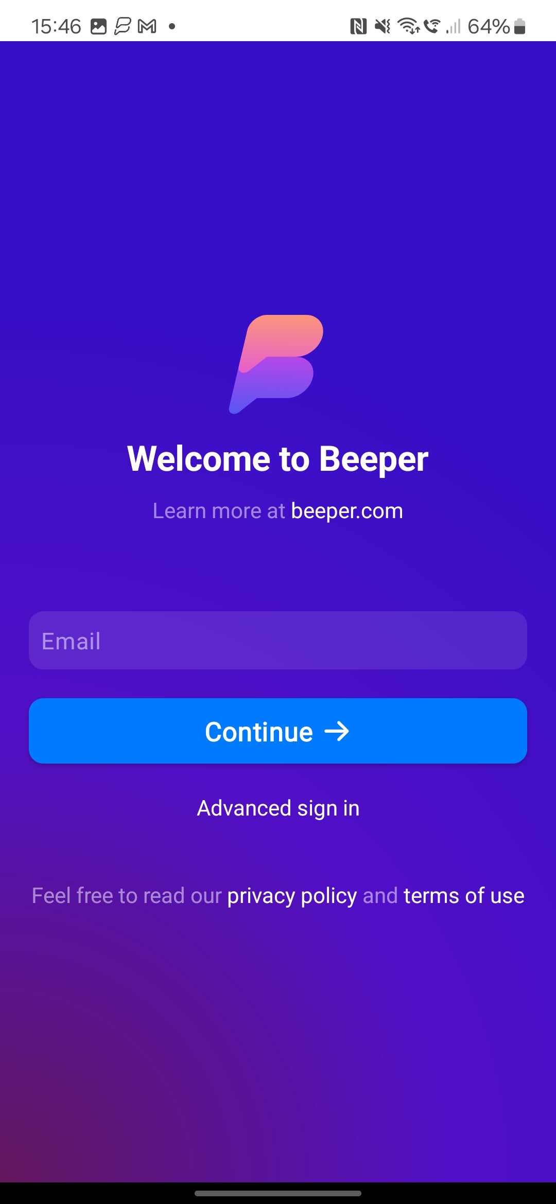 Inicio de sesión de Android Beeper
