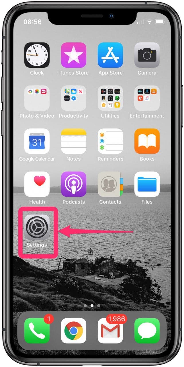 una pantalla de iPhone con el ícono de configuración en un círculo
