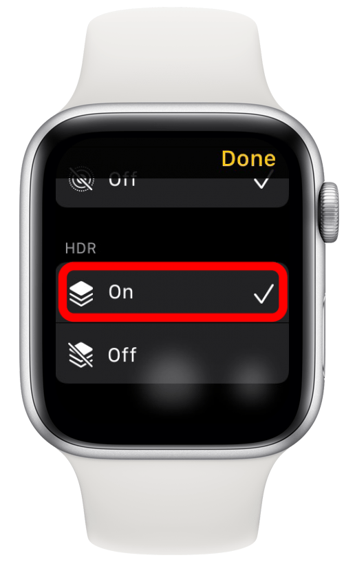 Active o desactive HDR en la aplicación Cámara.