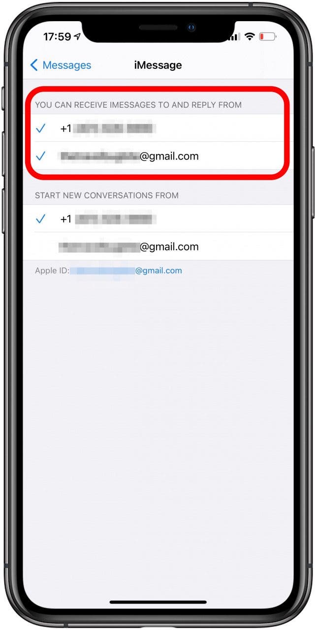 Vaya a la configuración de Mensajes en su iPhone y seleccione Enviar y recibir. 