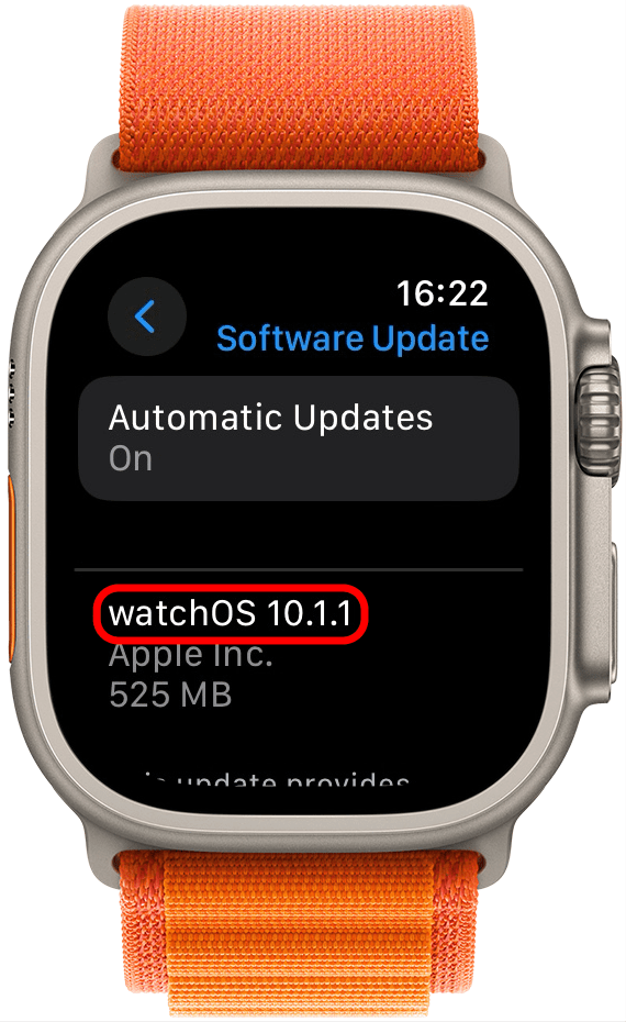 A continuación, confirme que su reloj ejecuta watchOS 10.1 o posterior (no watchOS 10.0).