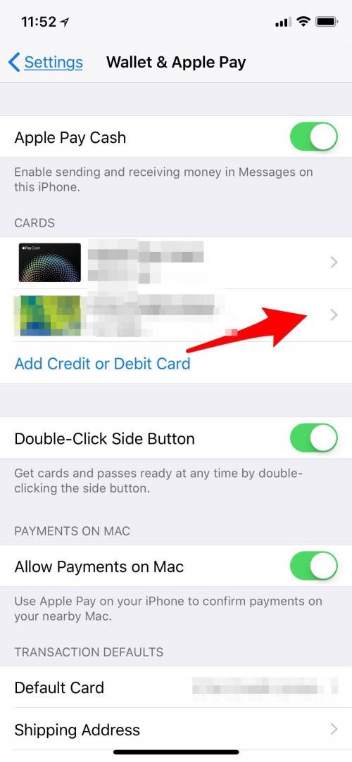 eliminar tarjeta de crédito apple wallet