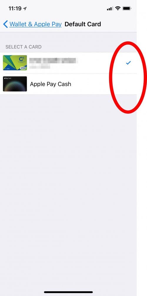 cambiar tarjeta predeterminada apple wallet