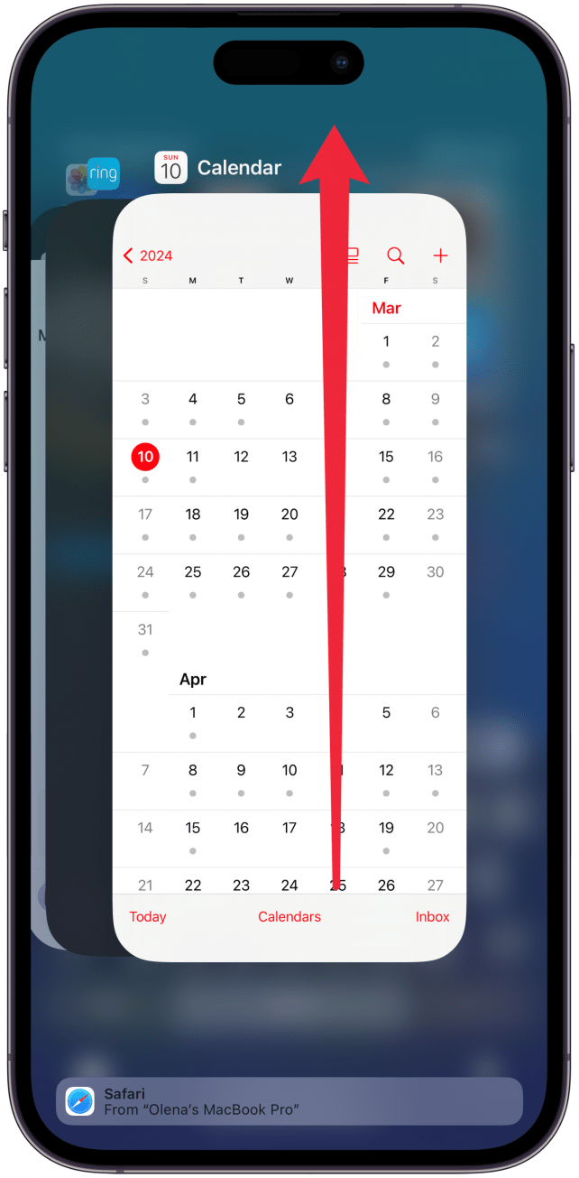 2. Fuerce el cierre de la aplicación Calendario y luego vuelva a abrirla.