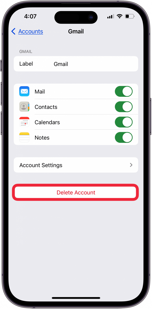 eliminar cuenta de correo electrónico si los correos electrónicos desaparecen en iPhone o iPad