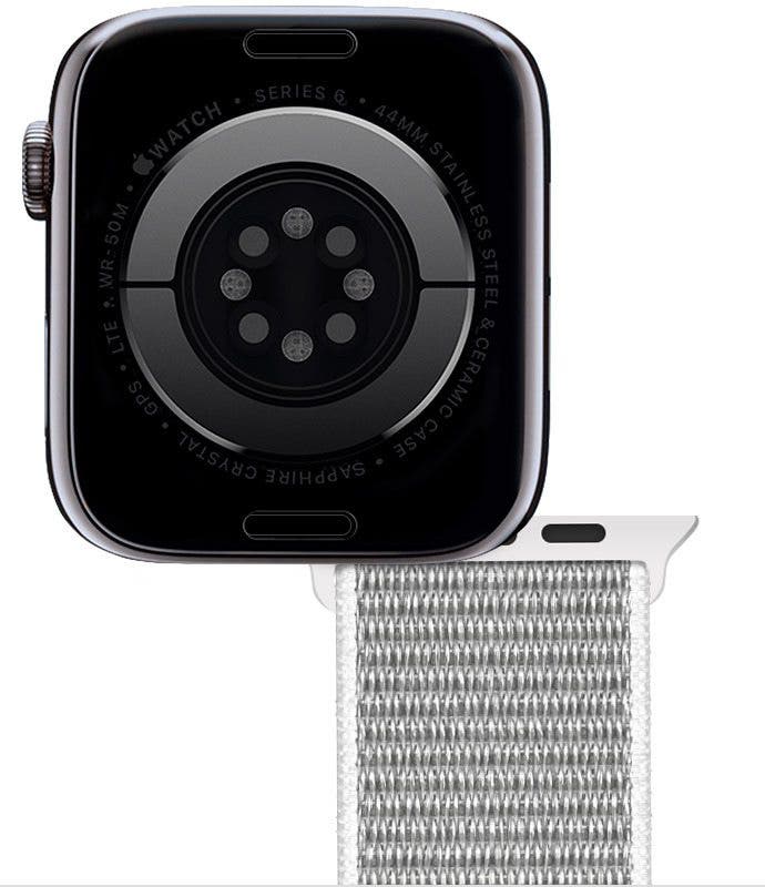 Presione el botón de liberación de la correa del Apple Watch para quitar la correa del Apple Watch y luego deslice la correa para quitarla.