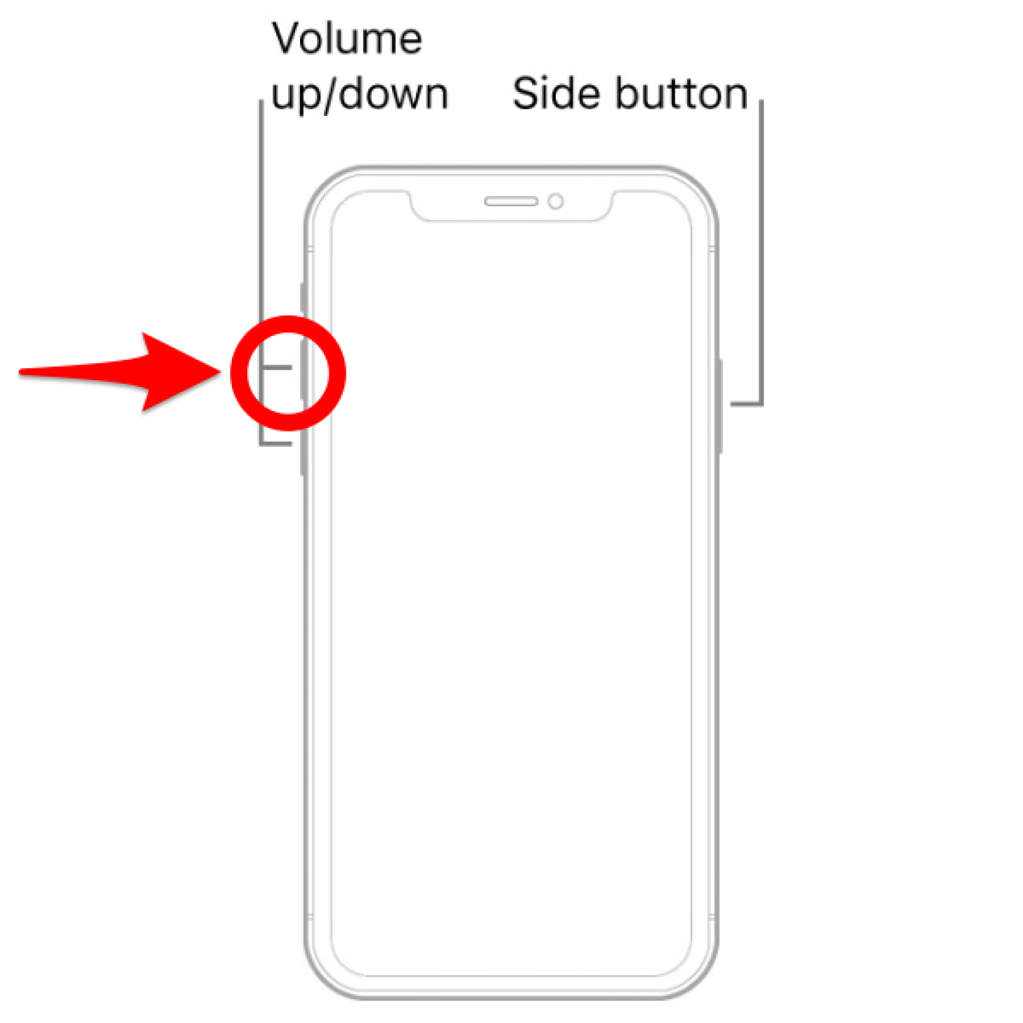 Presione el botón para subir el volumen y suéltelo rápidamente: reinicie el iPhone x