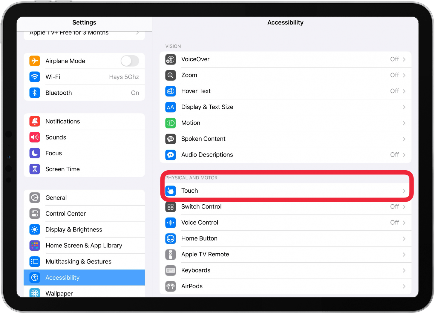 toque accesibilidad y luego toque si el botón de inicio en el ipad no funciona.PNG